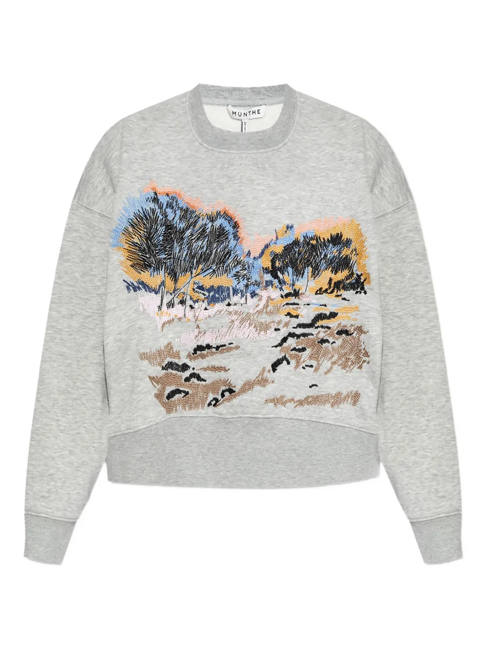 MUNTHE landscape-embroidered sweatshirt | Grey | Image 1