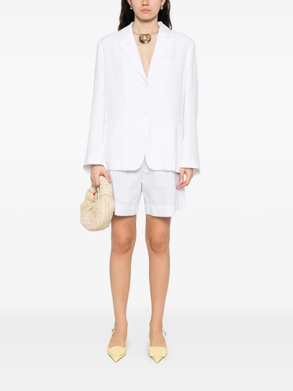 Marc O'Polo belted pleated shorts Wit