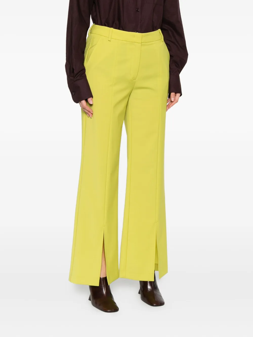 Marc O'Polo split-hem straight trousers Groen