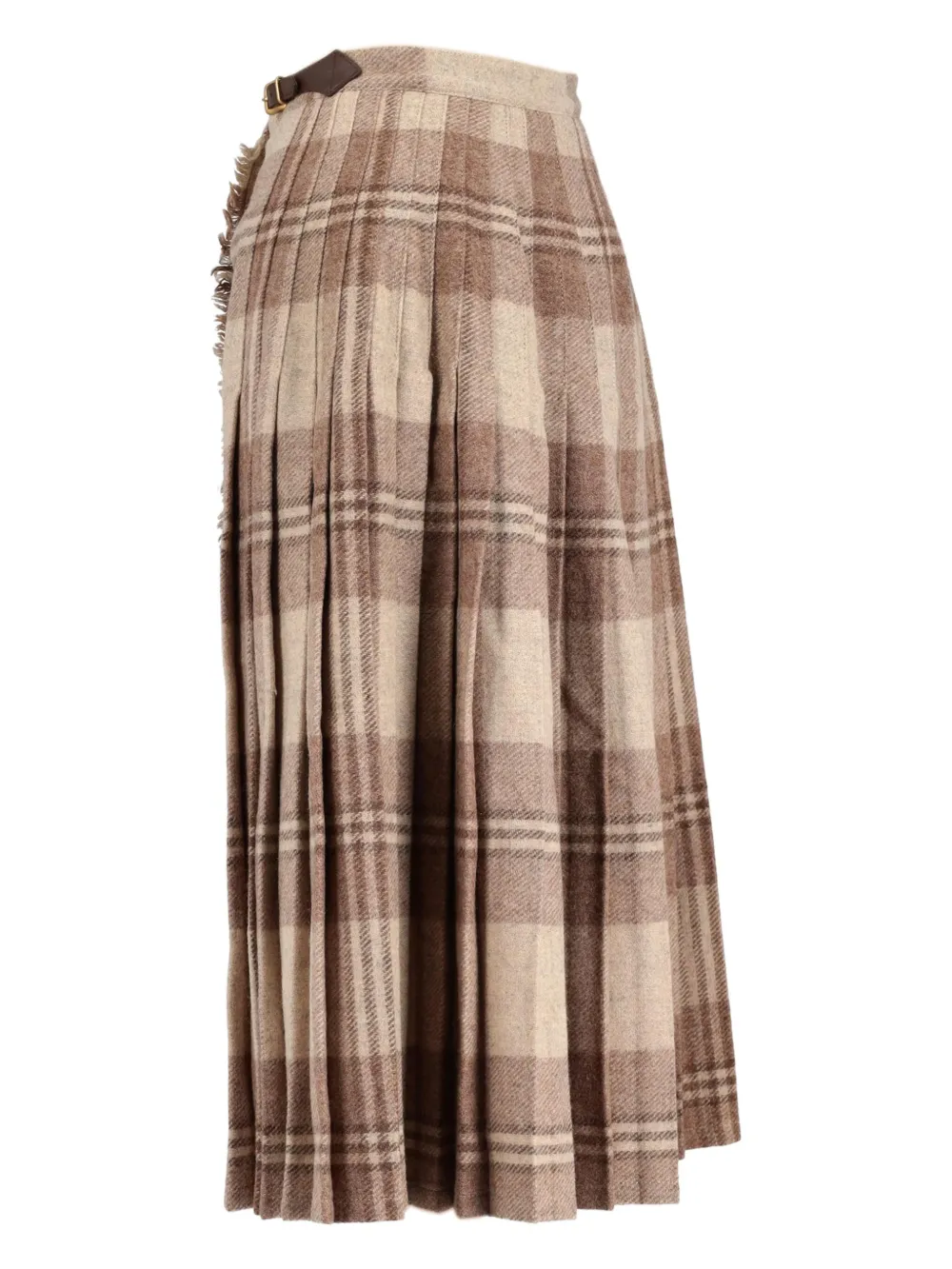 Vintage Pre-owned midi-rok met tartan ruit - Beige