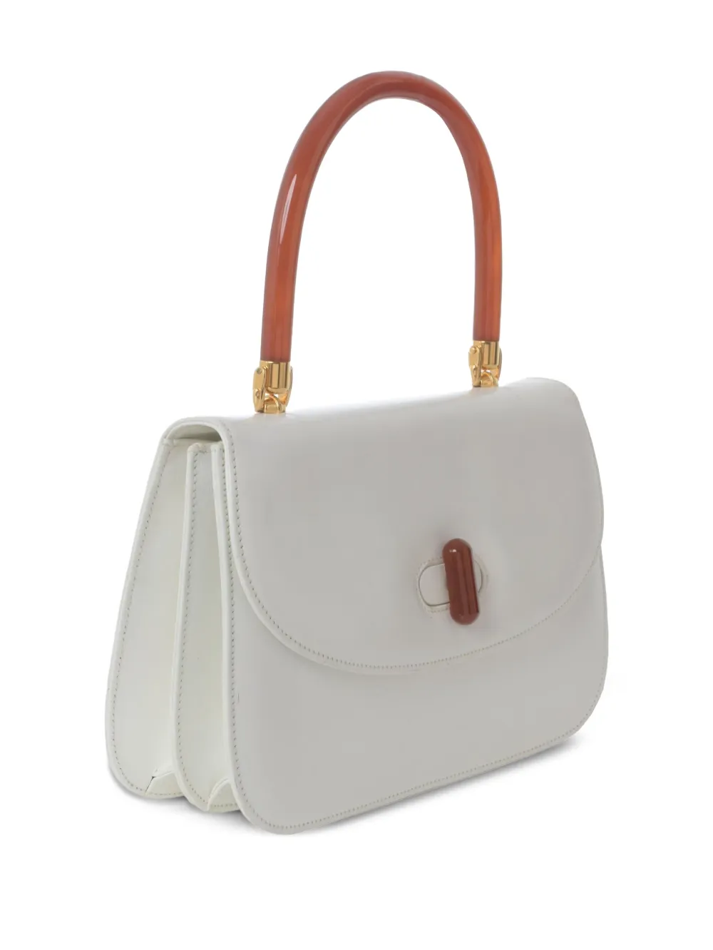 Pre-owned Gucci 1960s Leather Tote Bag In White