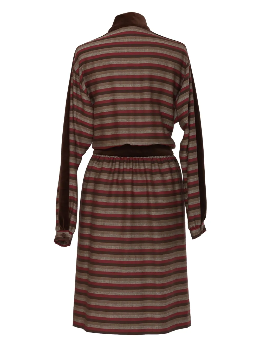 Valentino Garavani Pre-Owned Gestreepte midi-jurk - Bruin