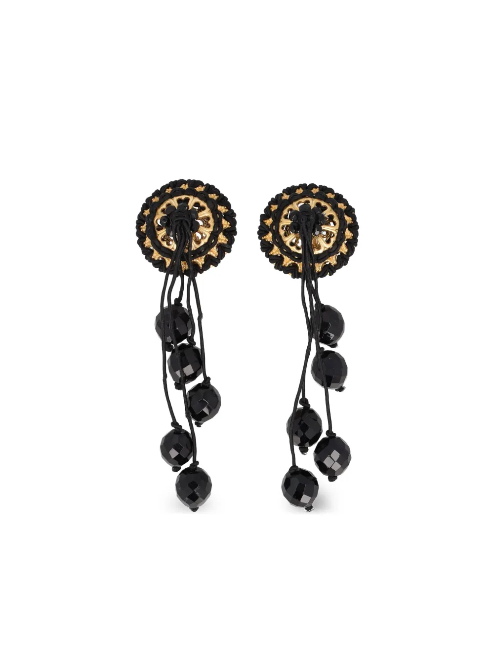 Moschino Pre-Owned aretes de clip Stone Dangle | negro | Image 1