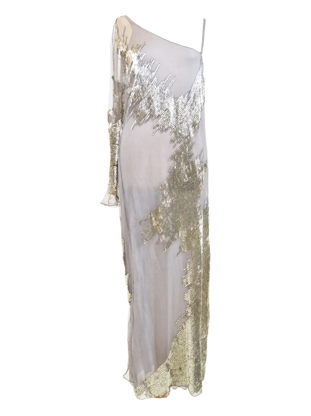 Krizia 1990s Abendkleid mit asymmetrischem Ausschnitt | Gold | Image 1