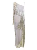 Krizia 1990s asymmetric-neck evening gown - Gold