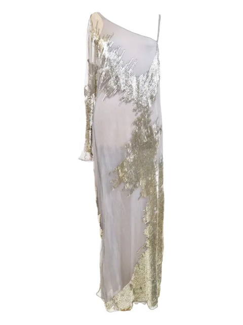 Krizia 1990s asymmetric-neck evening gown