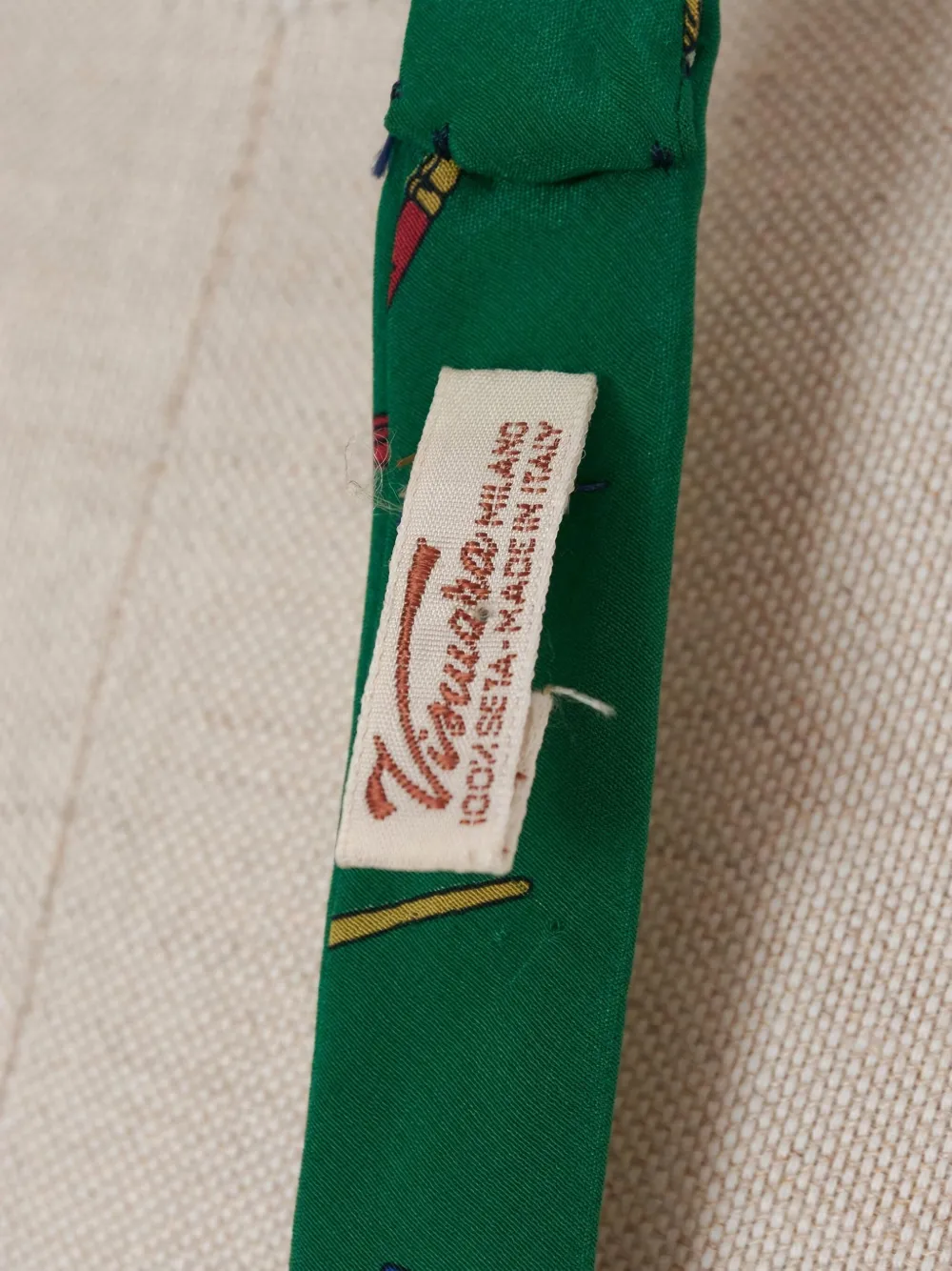 Pre-owned Vintage 1980 Silk Bow Tie In Green
