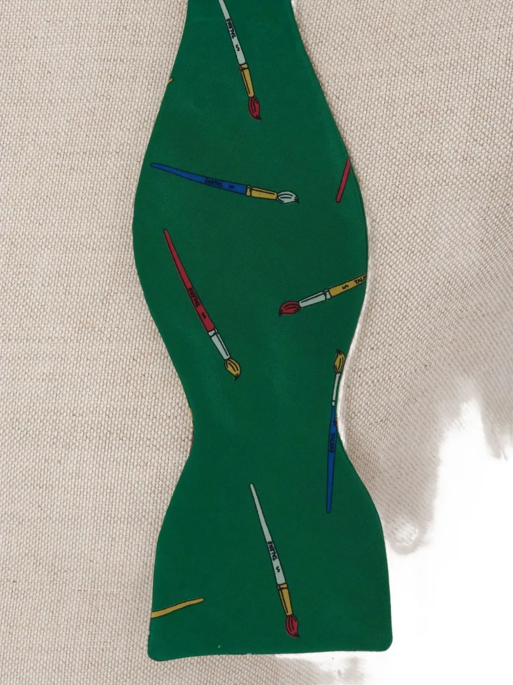 Pre-owned Vintage 1980 Silk Bow Tie In Green