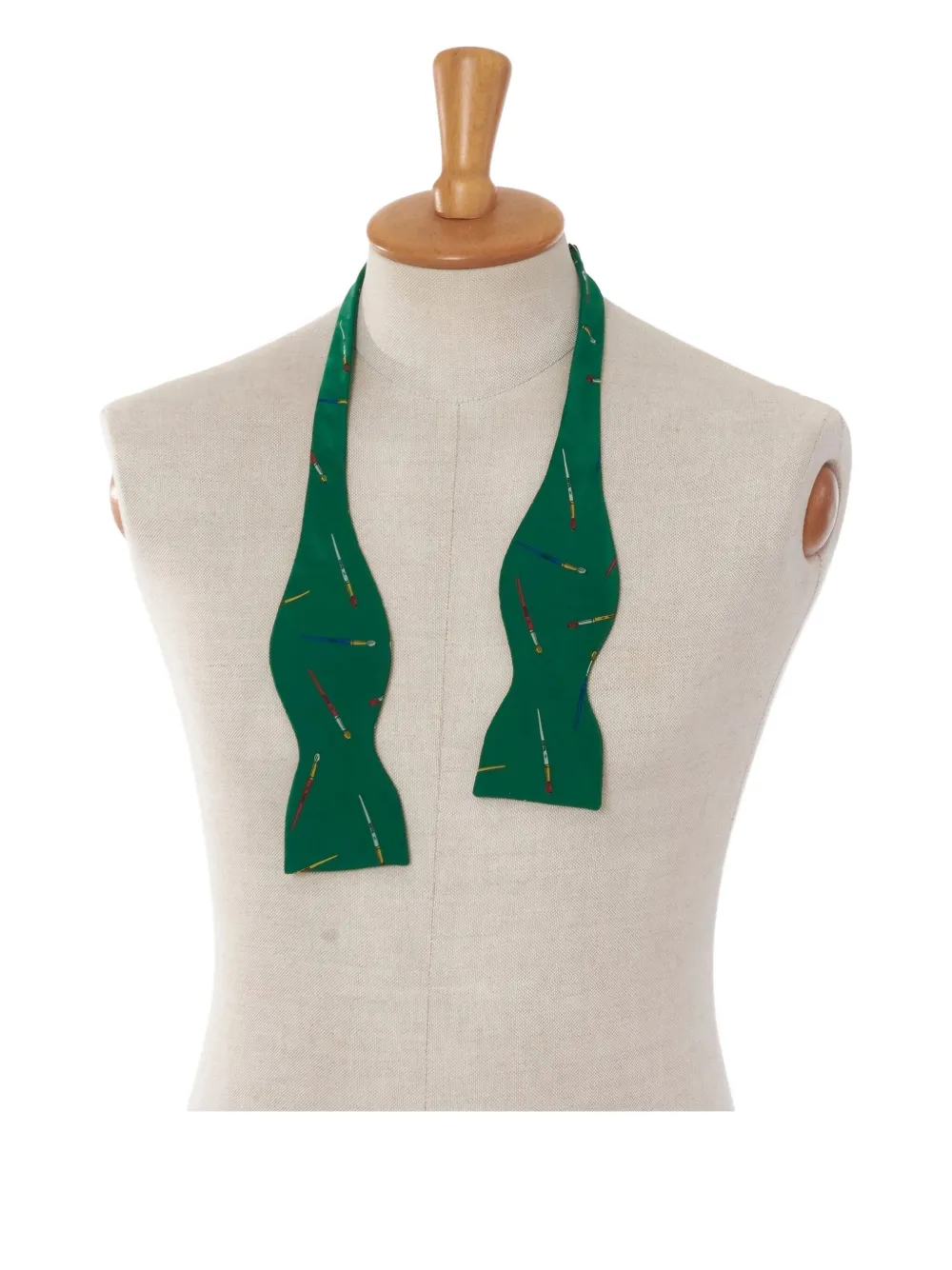 Pre-owned Vintage 1980 Silk Bow Tie In Green
