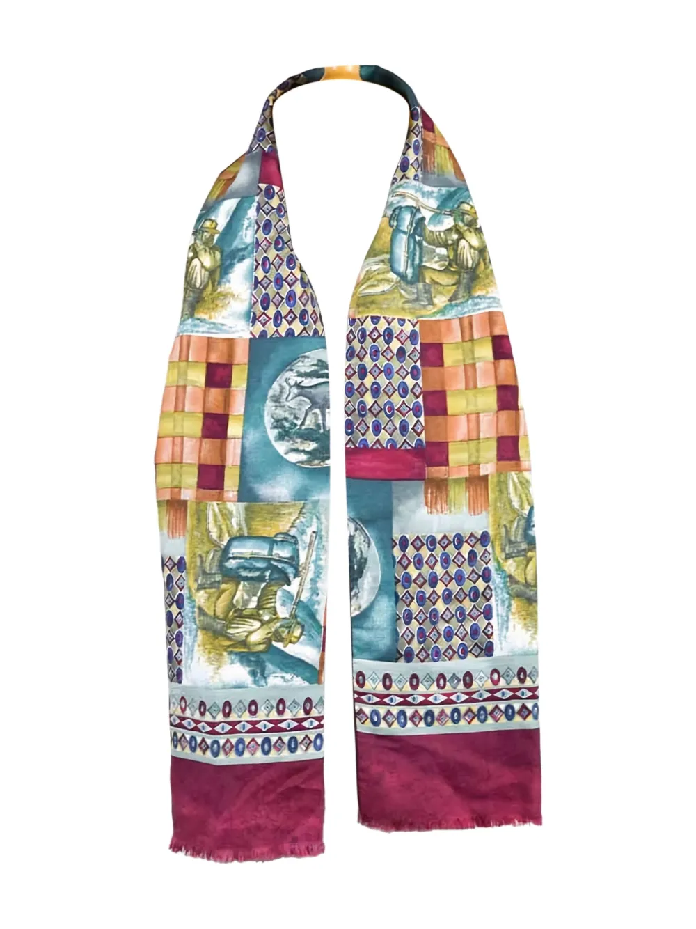 Vintage 1980s graphic-print scarf | Green | Image 1