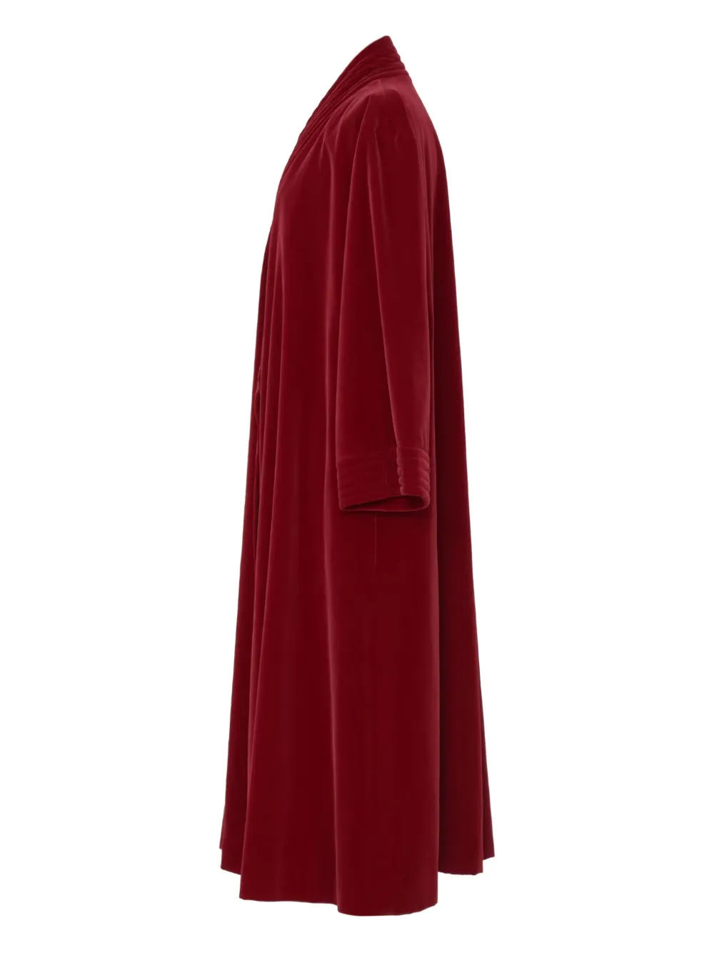 Pre-owned Saint Laurent 1970's Velvet Long Coat In Red
