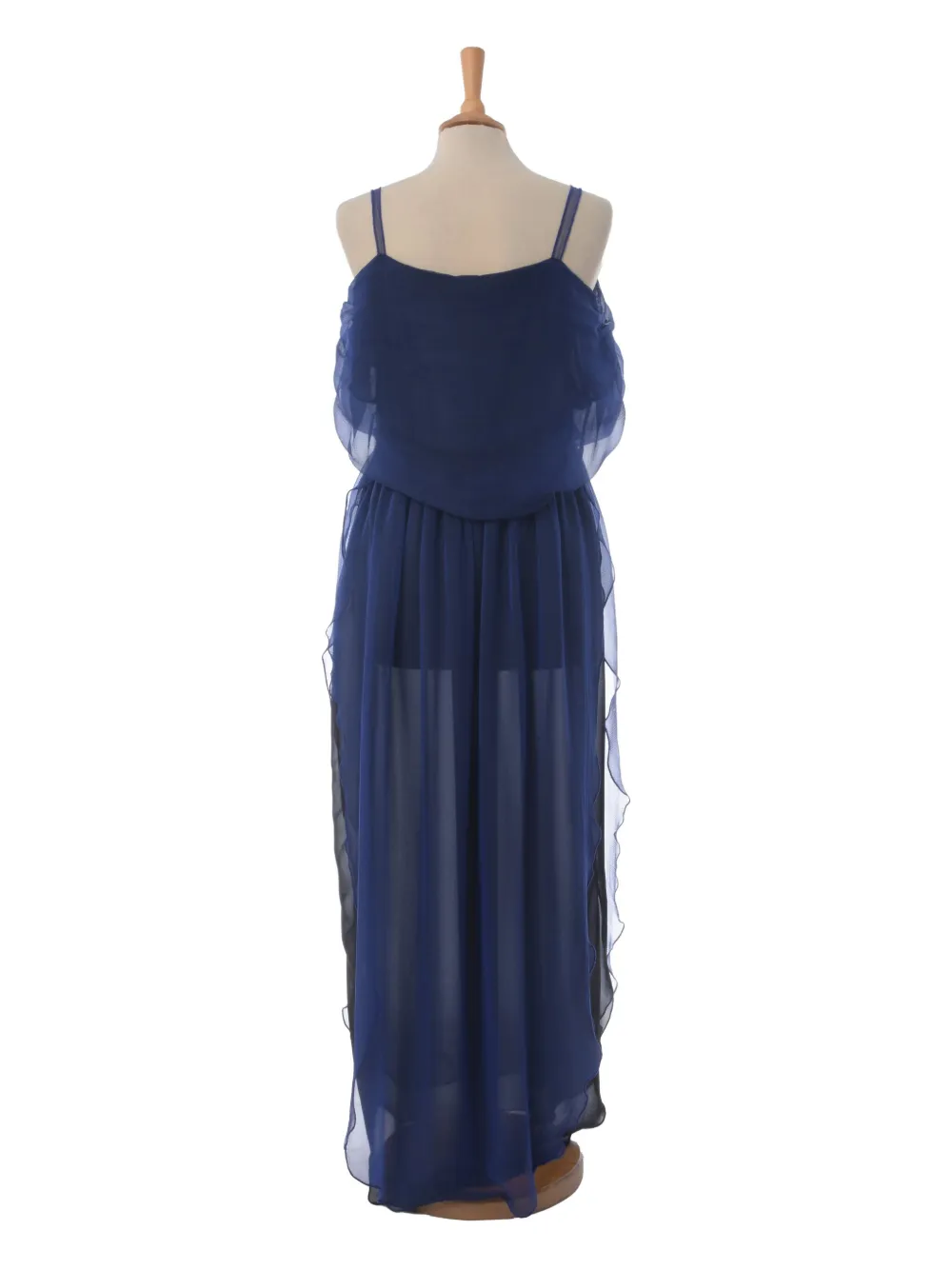 Pre-owned Krizia Silk Organza Long Dress In Blue