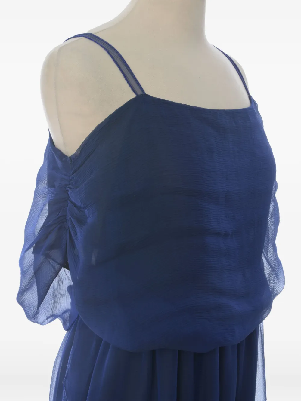Pre-owned Krizia Silk Organza Long Dress In Blue