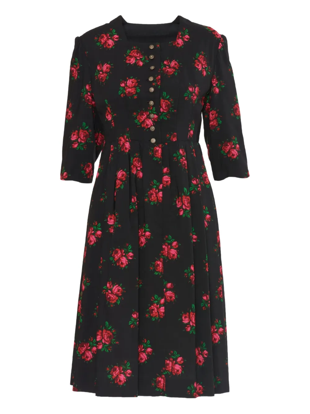 Vintage robe en coton à fleurs | noir | Image 1
