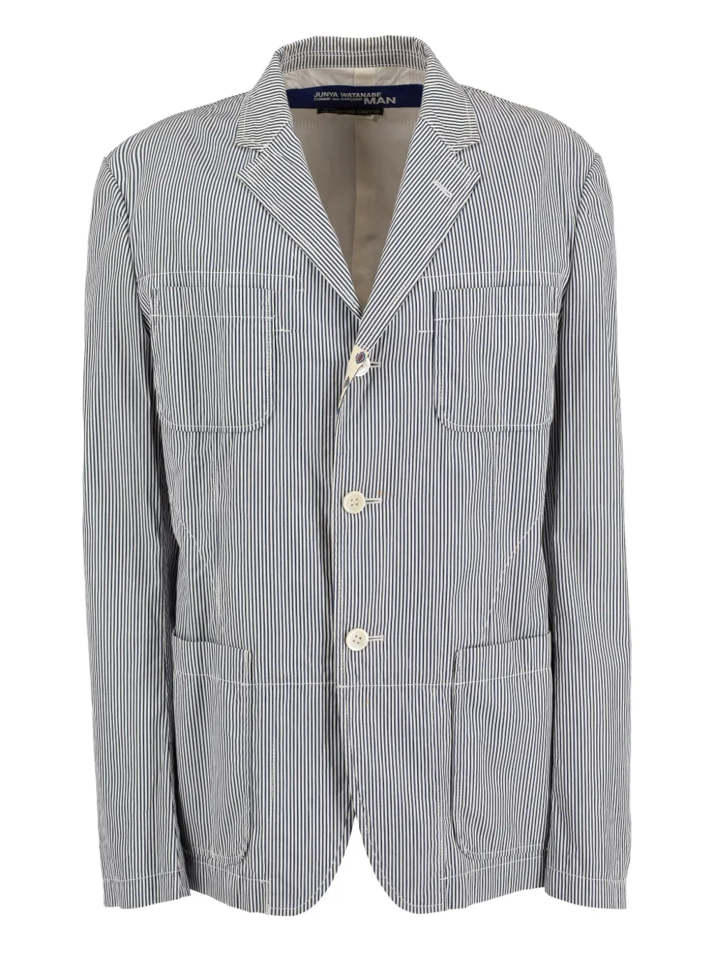 Junya Watanabe Comme des Garçons Pre-Owned striped cotton blazer - Blu