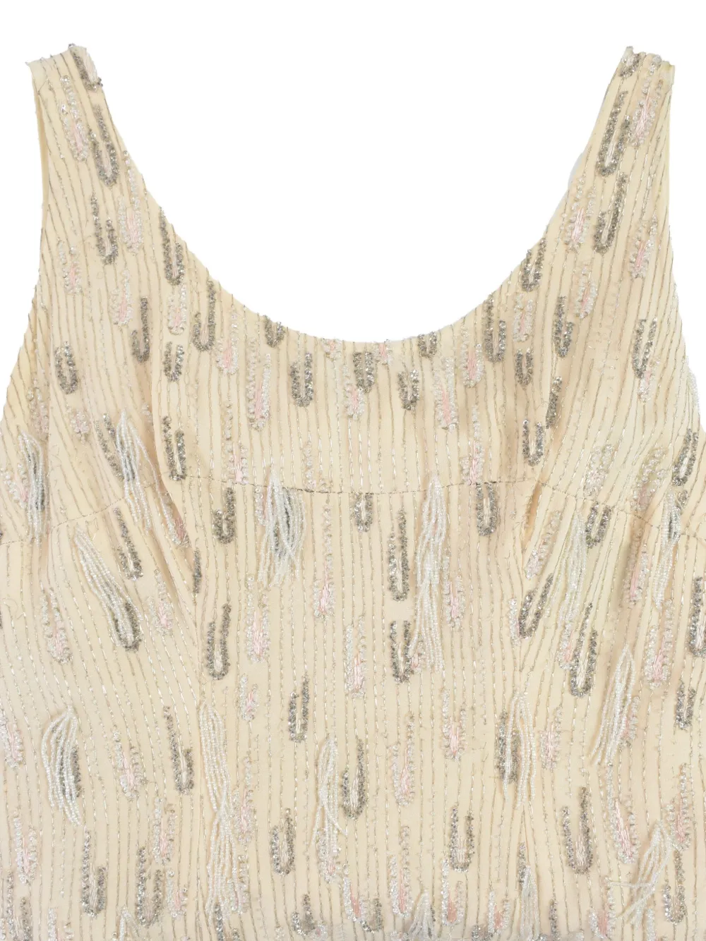 Vintage Pre-Owned bead-embroidered midi dress - Beige