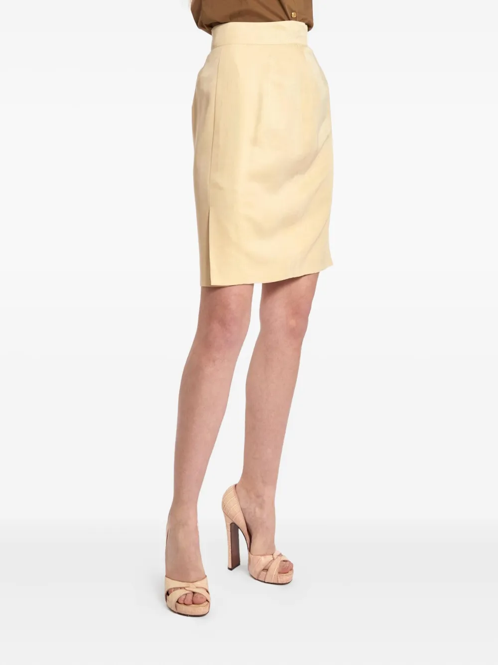 Genny Vintage 1990s silk skirt - Geel
