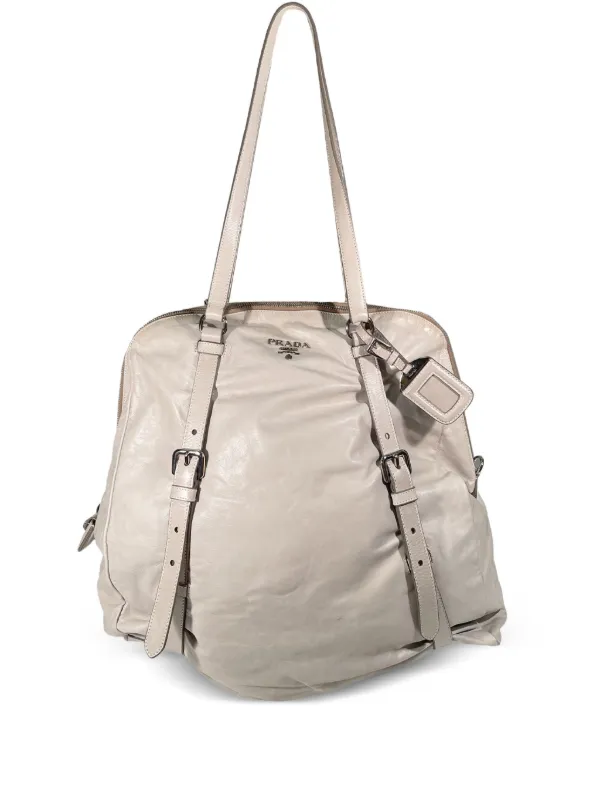 Prada Pre-Owned レザーショルダーバッグ | グレー | FARFETCH JP