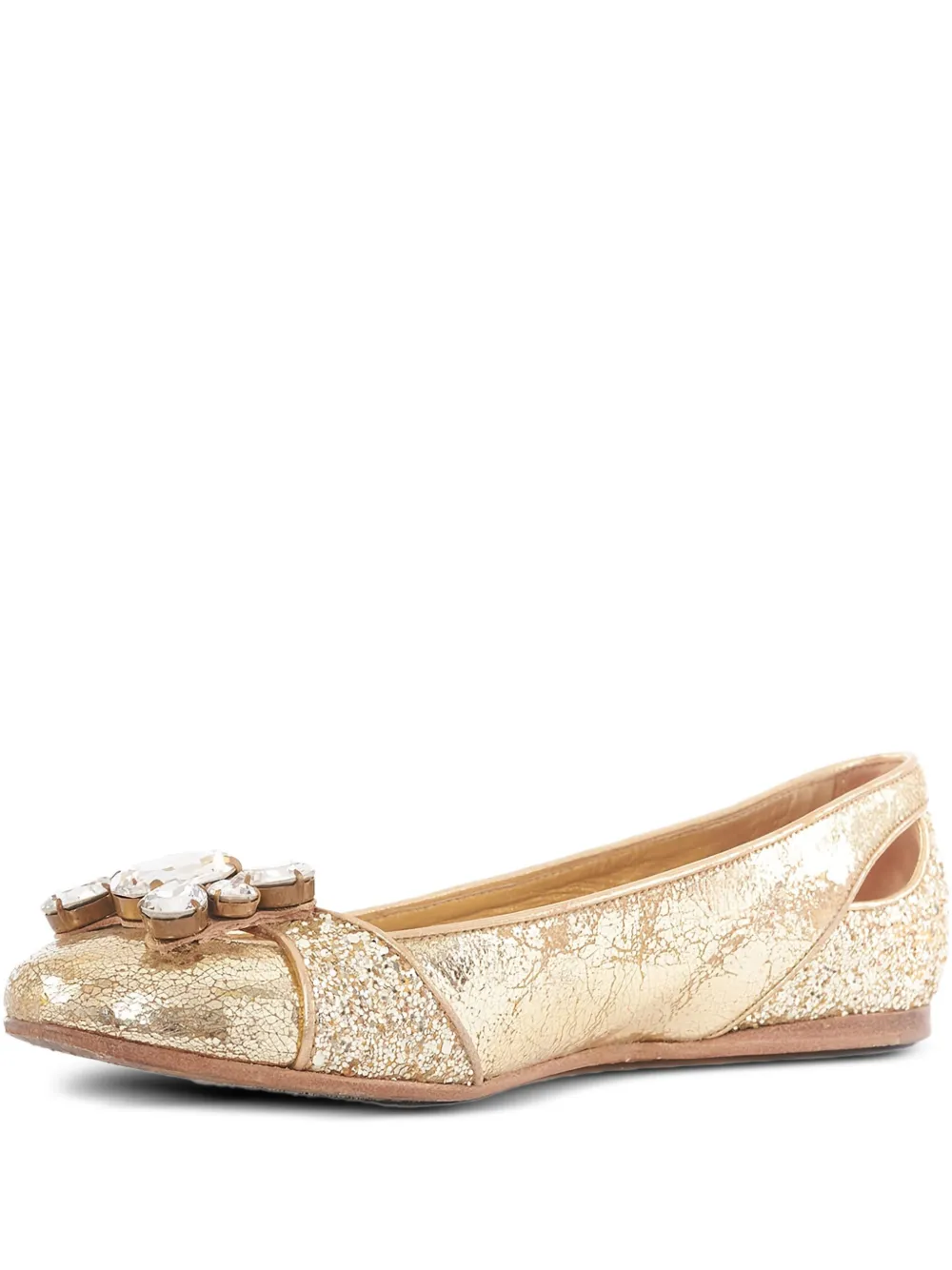 Miu Miu Pre-Owned Ballerinas mit Glitter-Detail | Gold | Image 1