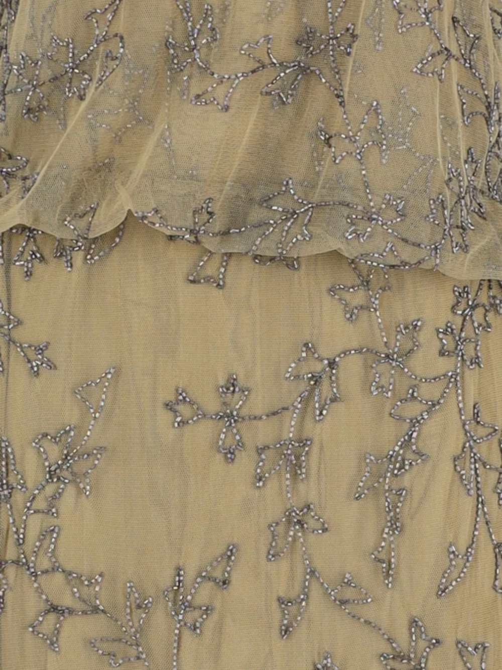 Vintage Jurk met geborduurde bloemen - Groen