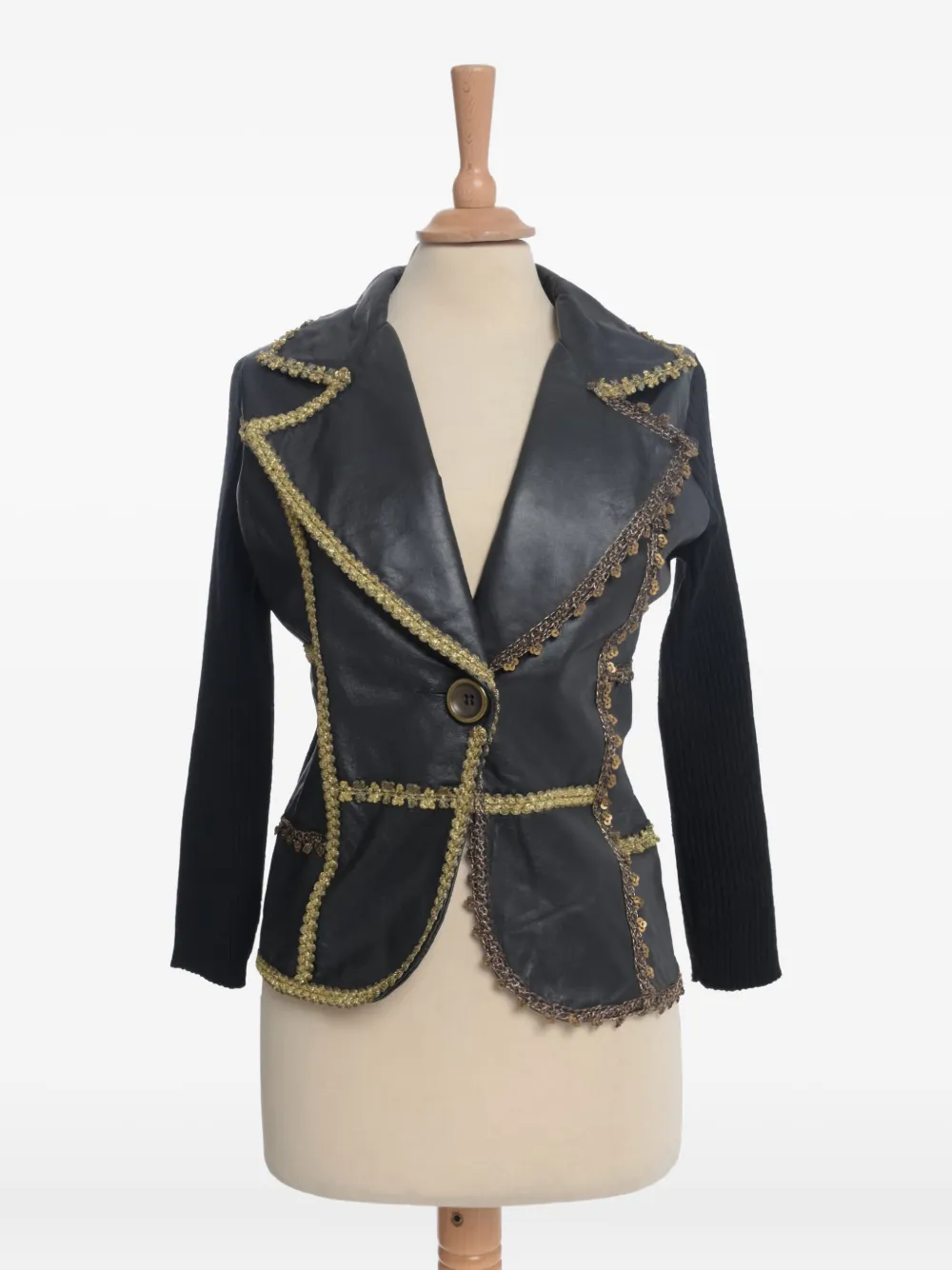 Pre-owned Vintage Leather Blazer In Black