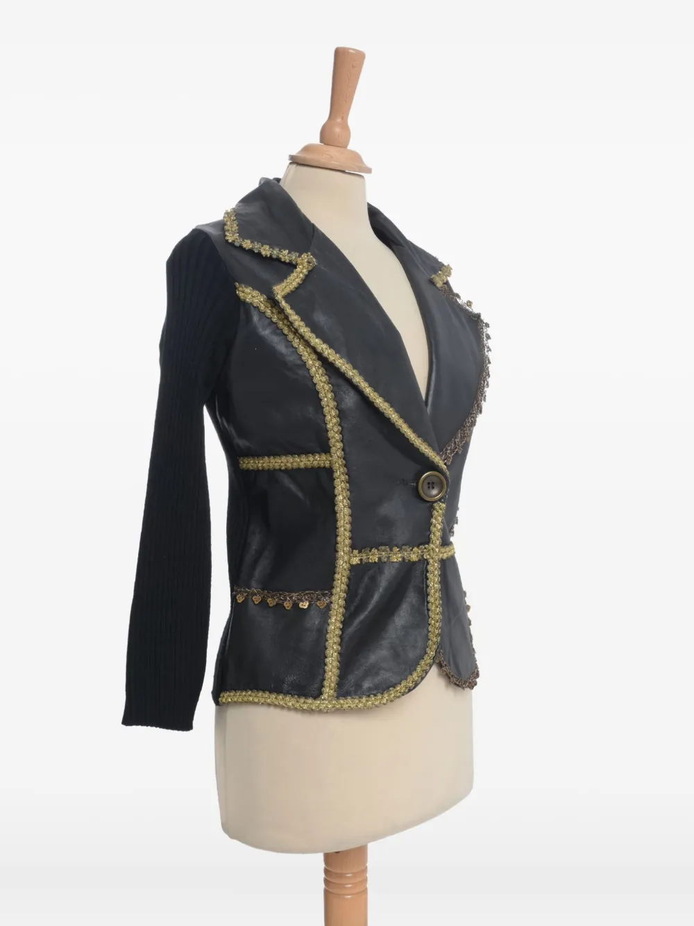 Pre-owned Vintage Leather Blazer In Black