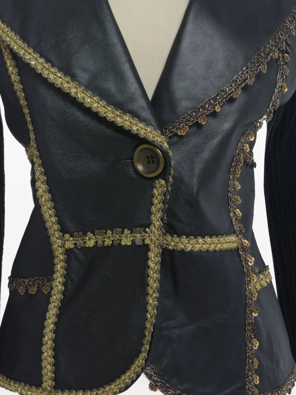 Pre-owned Vintage Leather Blazer In Black