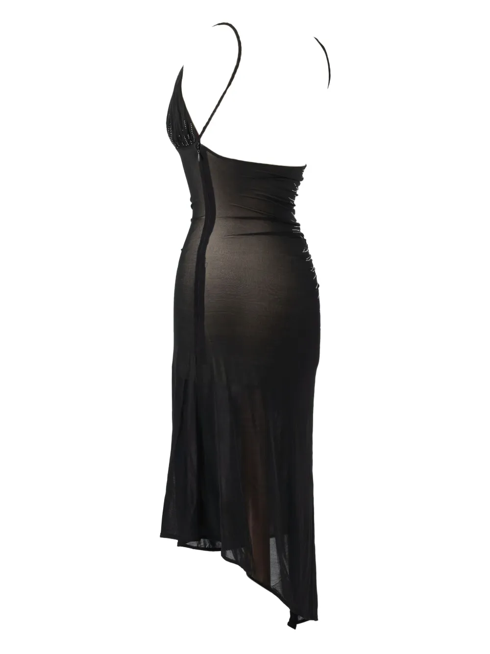 Pre-owned Julien Macdonald Satin-finish Midi Dress In Black