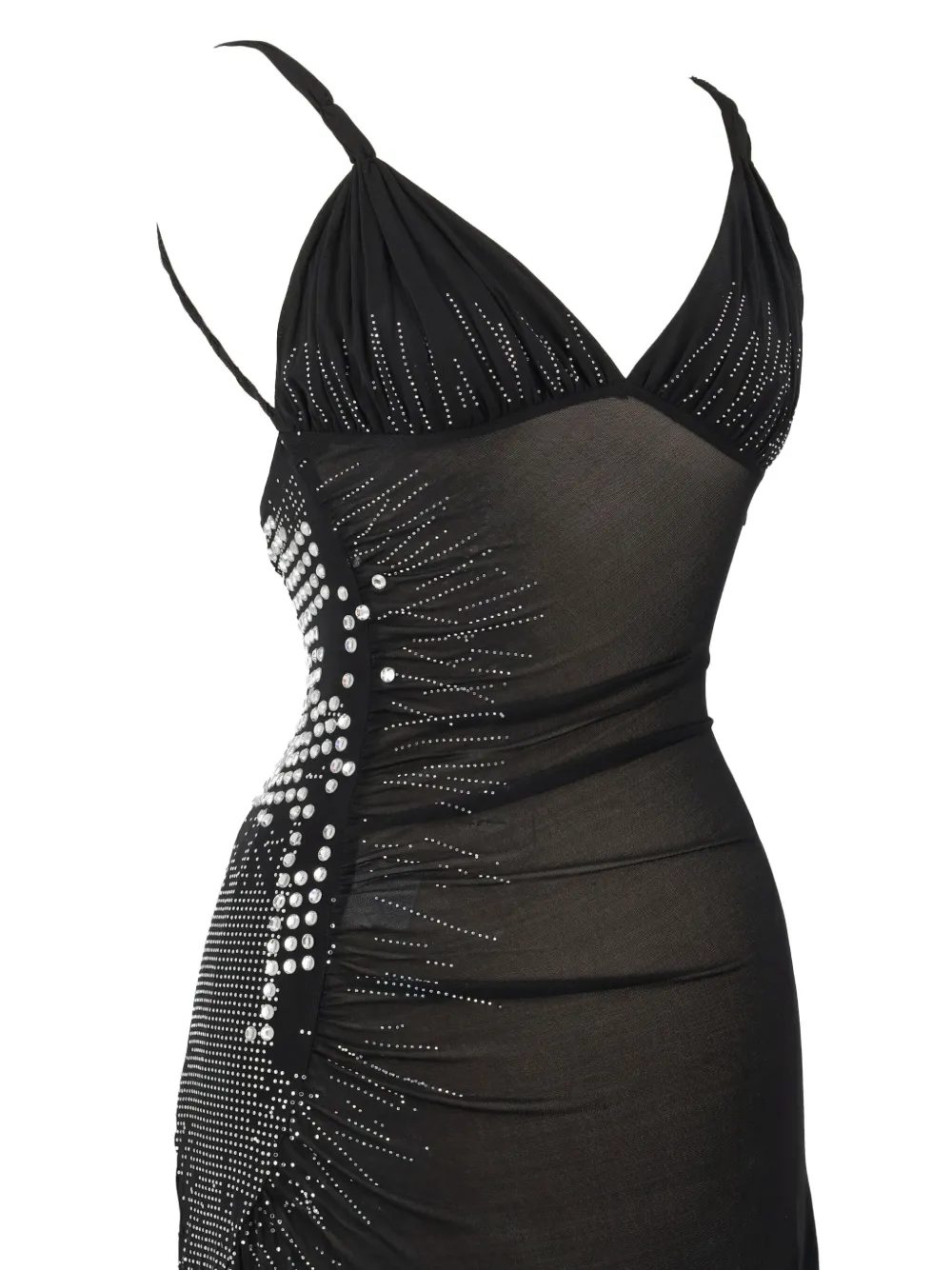 Pre-owned Julien Macdonald Satin-finish Midi Dress In Black