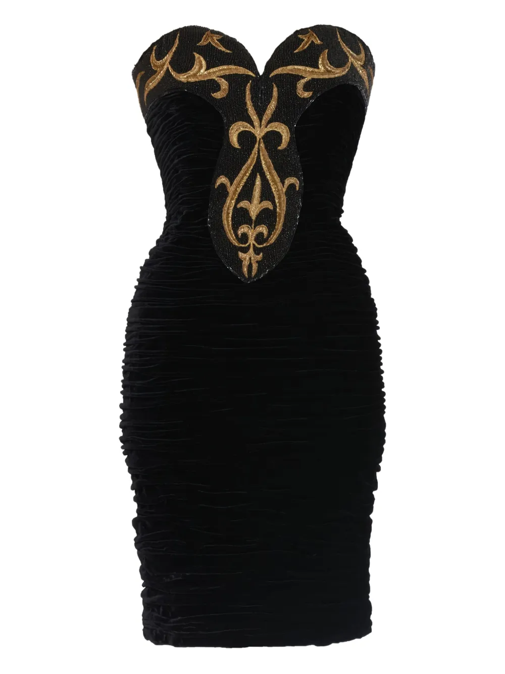 strapless velvet mini dress