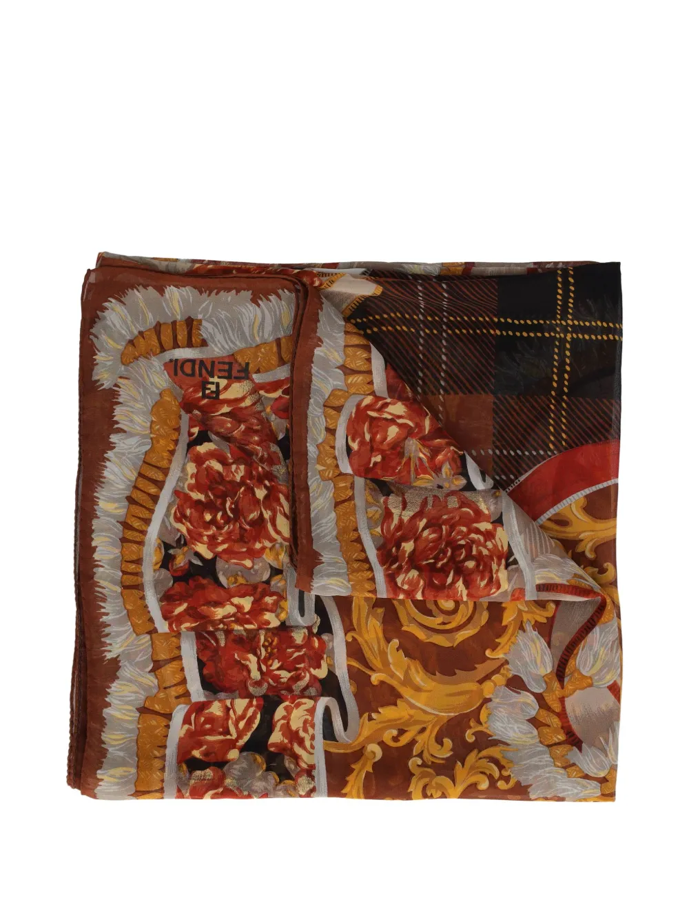 Pre-owned Fendi Patterned Silk Scarf