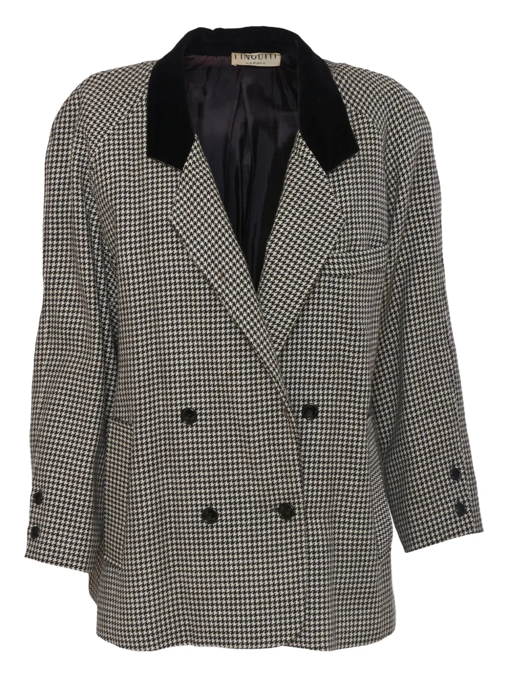 Vintage pre-owned houndstooth wool blazer | Black | Image 1