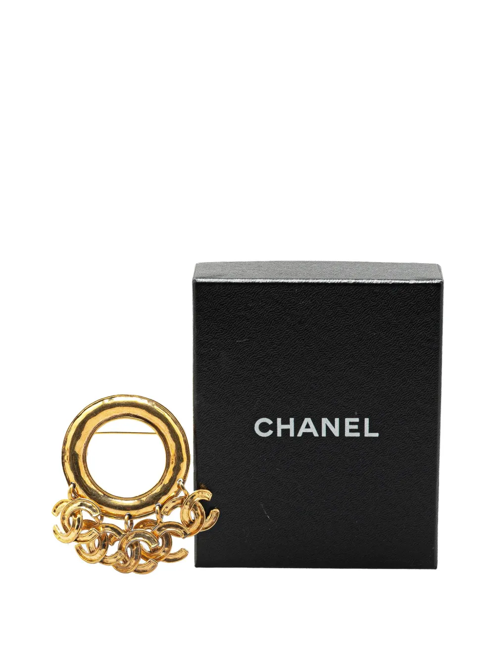 Pre-owned Chanel 1994 Gold Plated Cc Hoop Brooch Costume Brooch