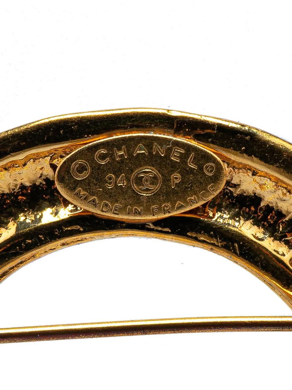 Pre-owned Chanel 1994 Gold Plated Cc Hoop Brooch Costume Brooch