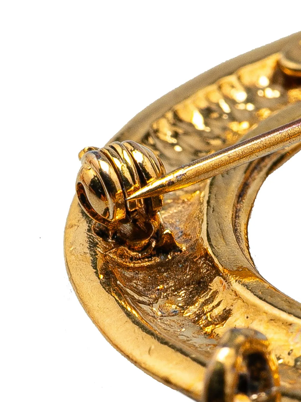 Pre-owned Chanel 1994 Gold Plated Cc Hoop Brooch Costume Brooch