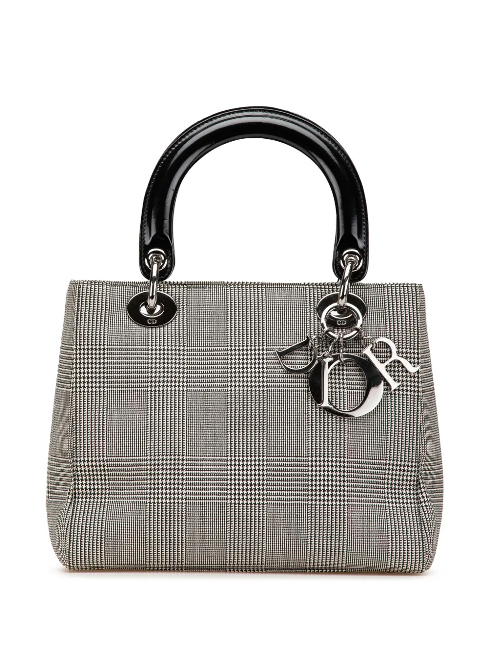 Christian Dior Pre-Owned 1999 Medium Canvas Houndstooth Lady Dior satchel | Grey | Image 1
