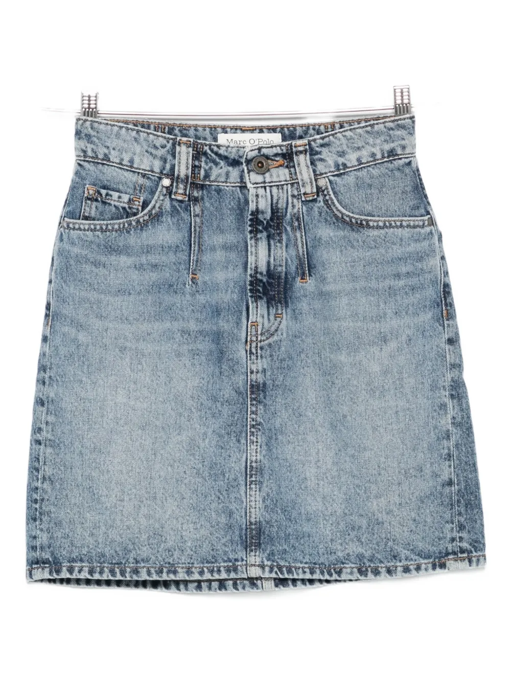 Marc O'polo Button-fly Denim Short A-line Skirt In Blue