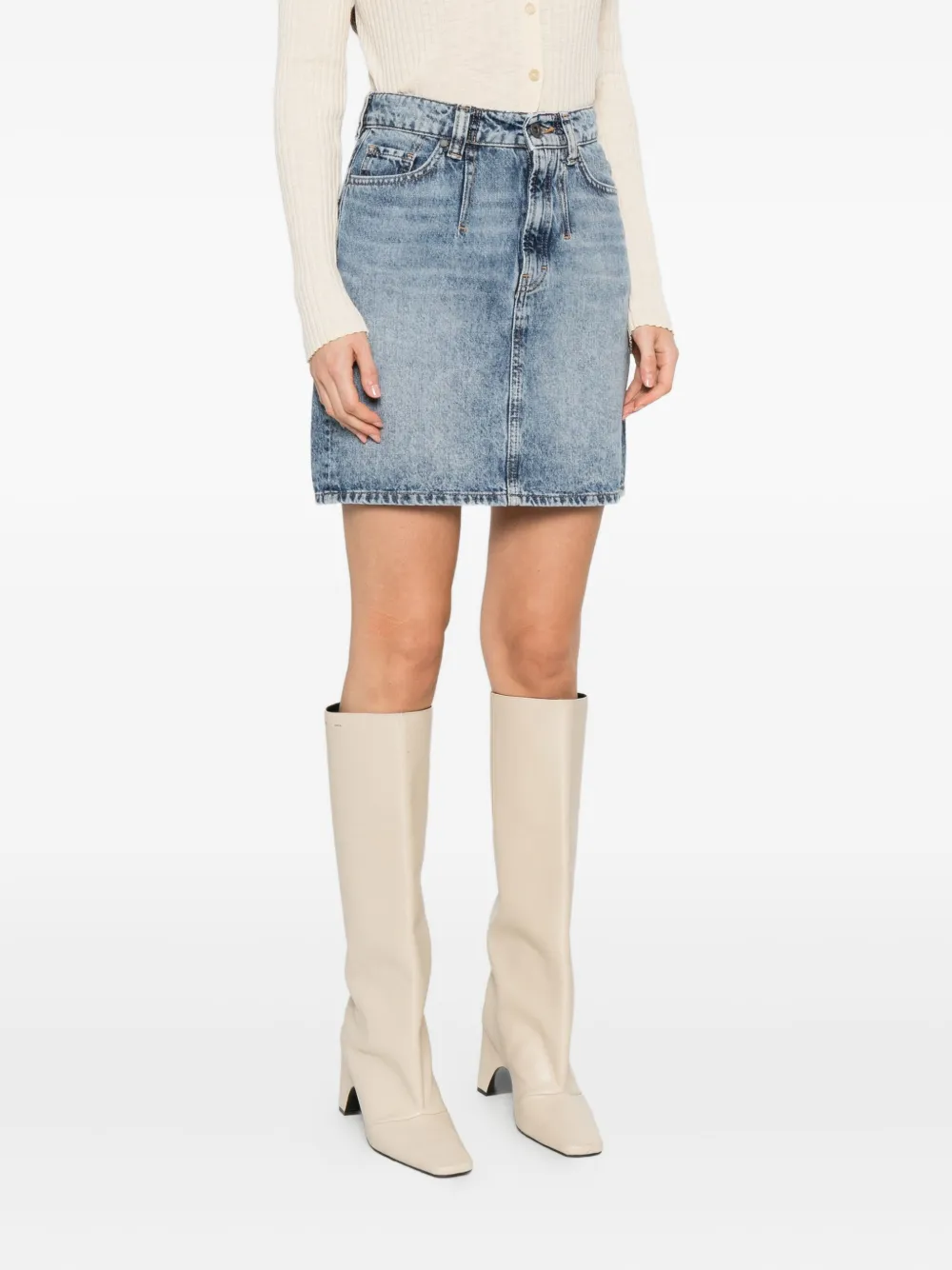 Marc O'Polo button-fly denim short A-line skirt Blauw