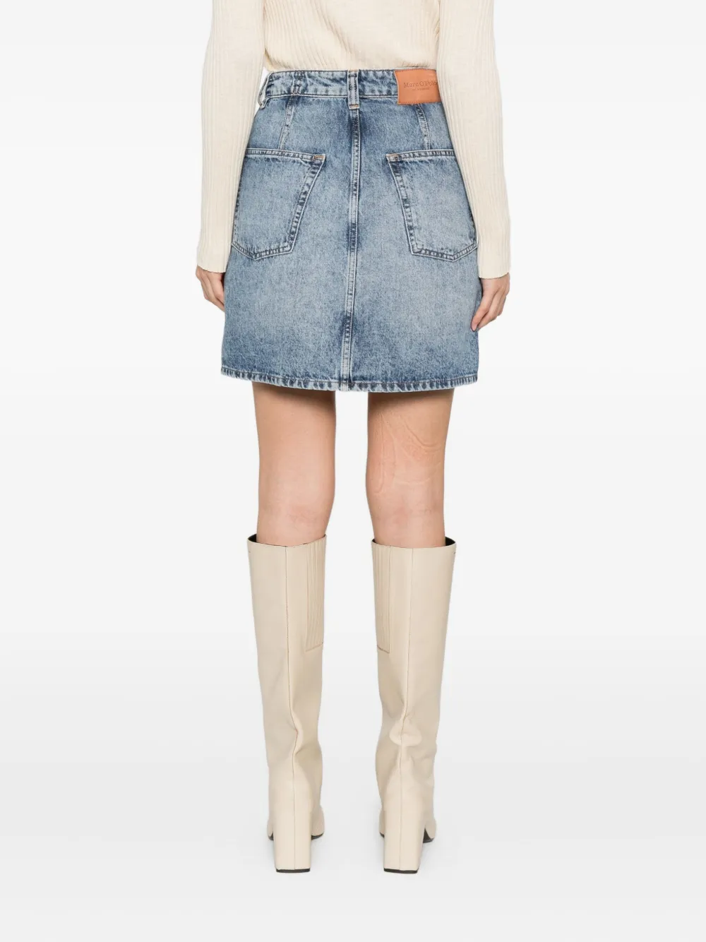 Marc O'Polo button-fly denim short A-line skirt Blauw