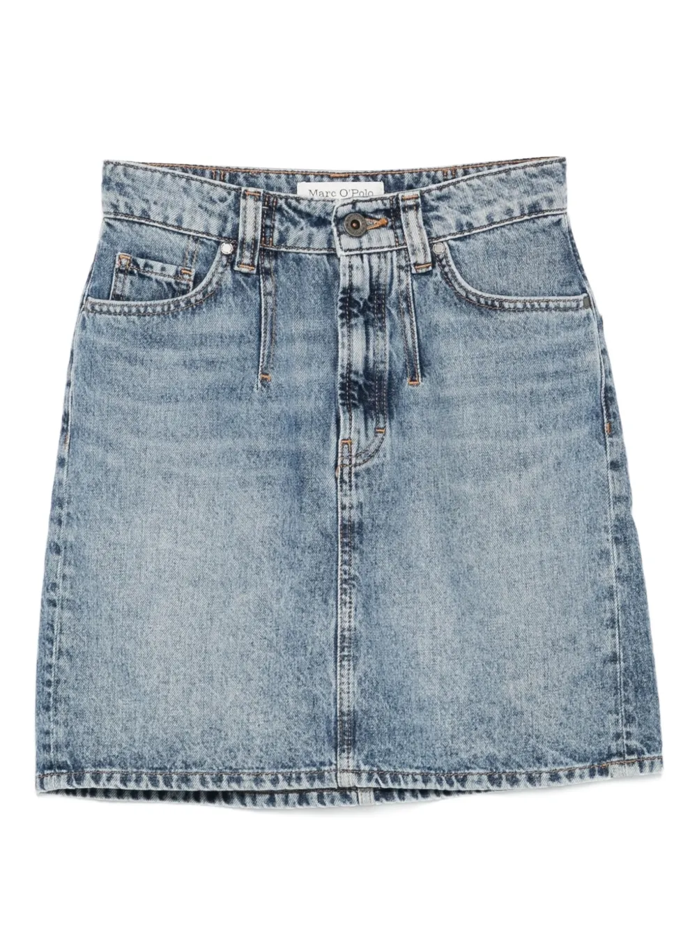 Marc O'Polo button-fly denim short A-line skirt Blauw