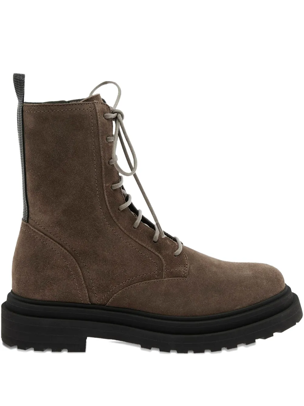 Brunello Cucinelli Brown Ankle Boots With Monil Detail On The Rear And Side Zip Closure In Leather Woman