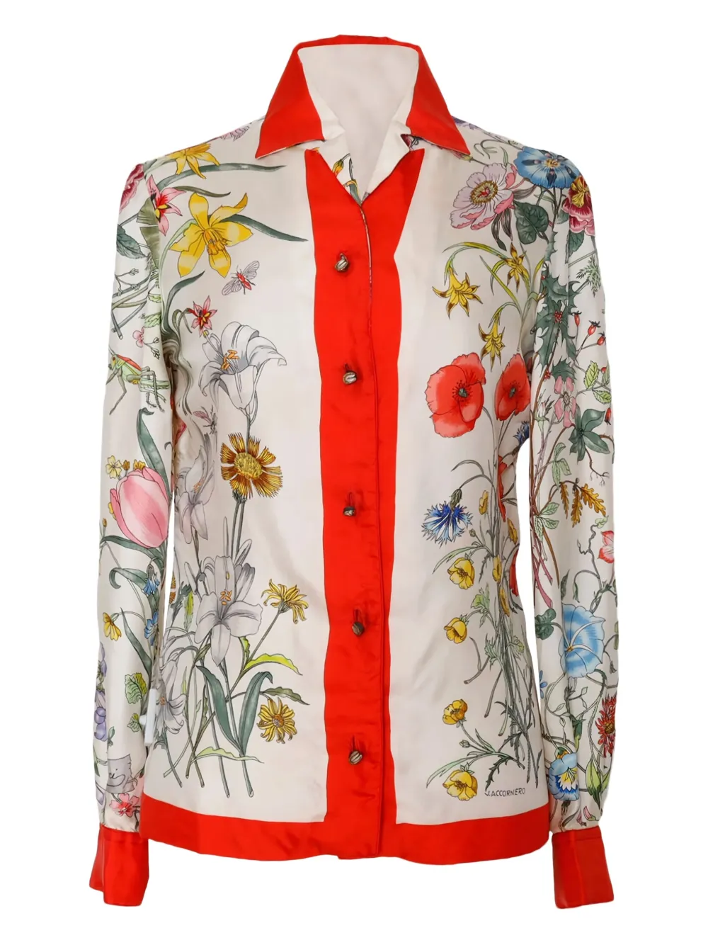 Flora-print silk shirt