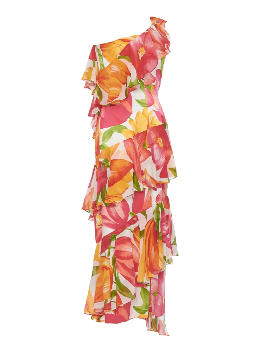 Andrè Laug Vintage floral-print silk dress - Rood