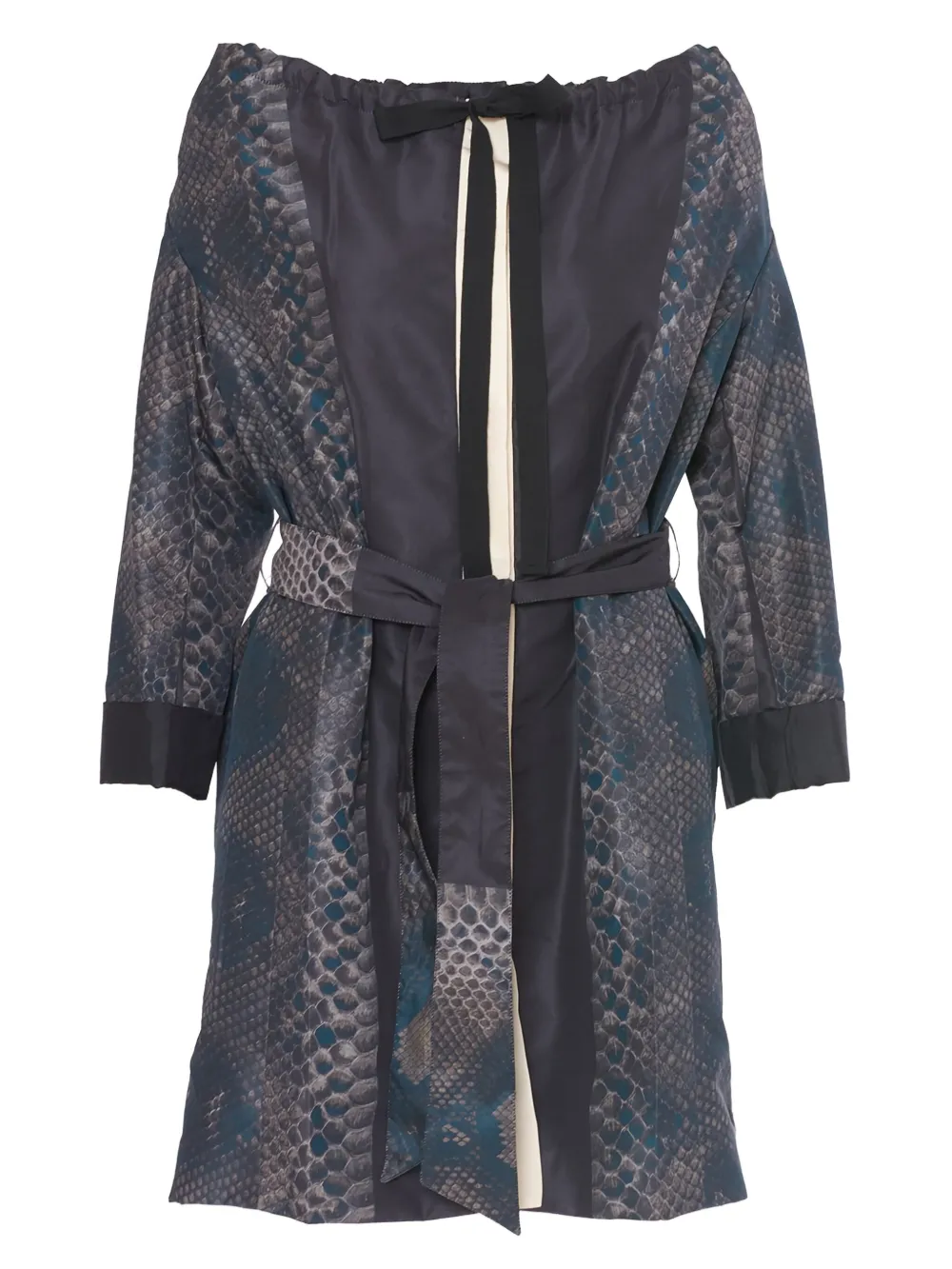 Prada Pre-Owned Python print-overcoat | Blue | Image 1