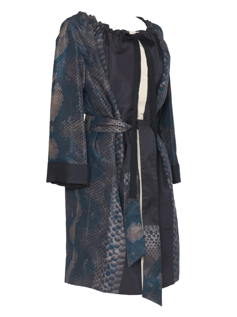 Pre-owned Prada Python Print-overcoat In Blue
