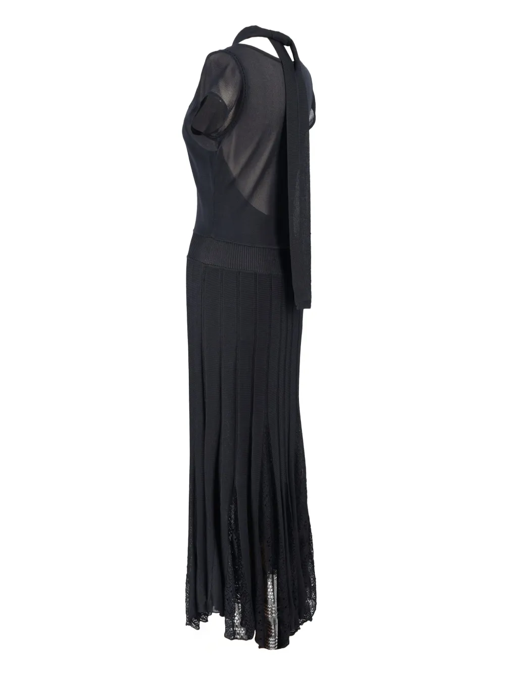 CHANEL Pre-Owned pleated-skirt maxi dress - Zwart