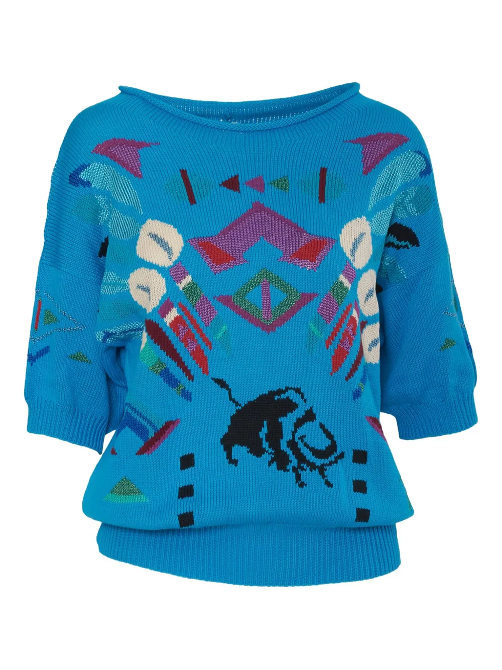 Krizia Pre-Owned pull en maille intarsia | bleu | Image 1