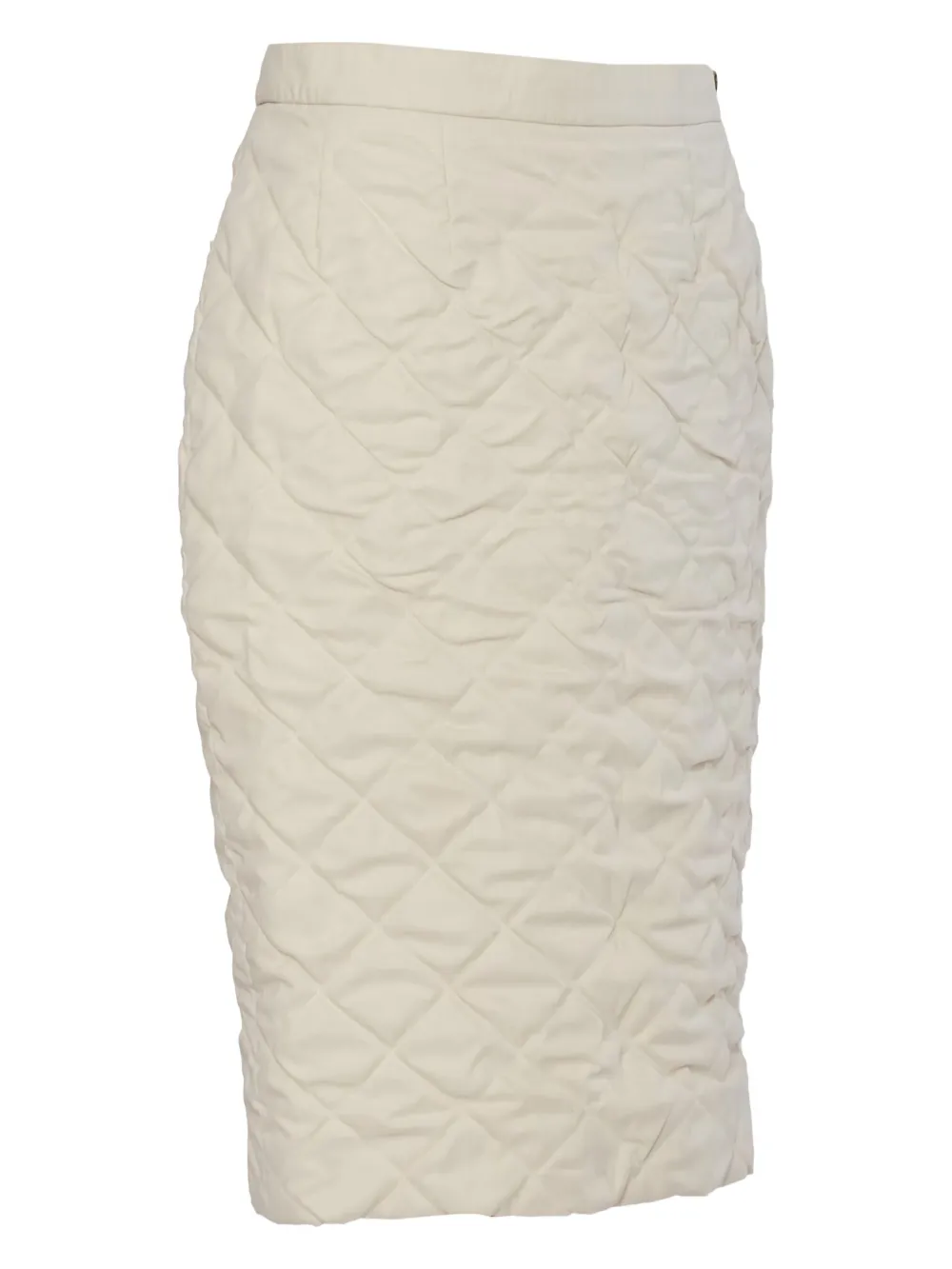 Pre-owned Hermes Quilted Midi Skirt In White