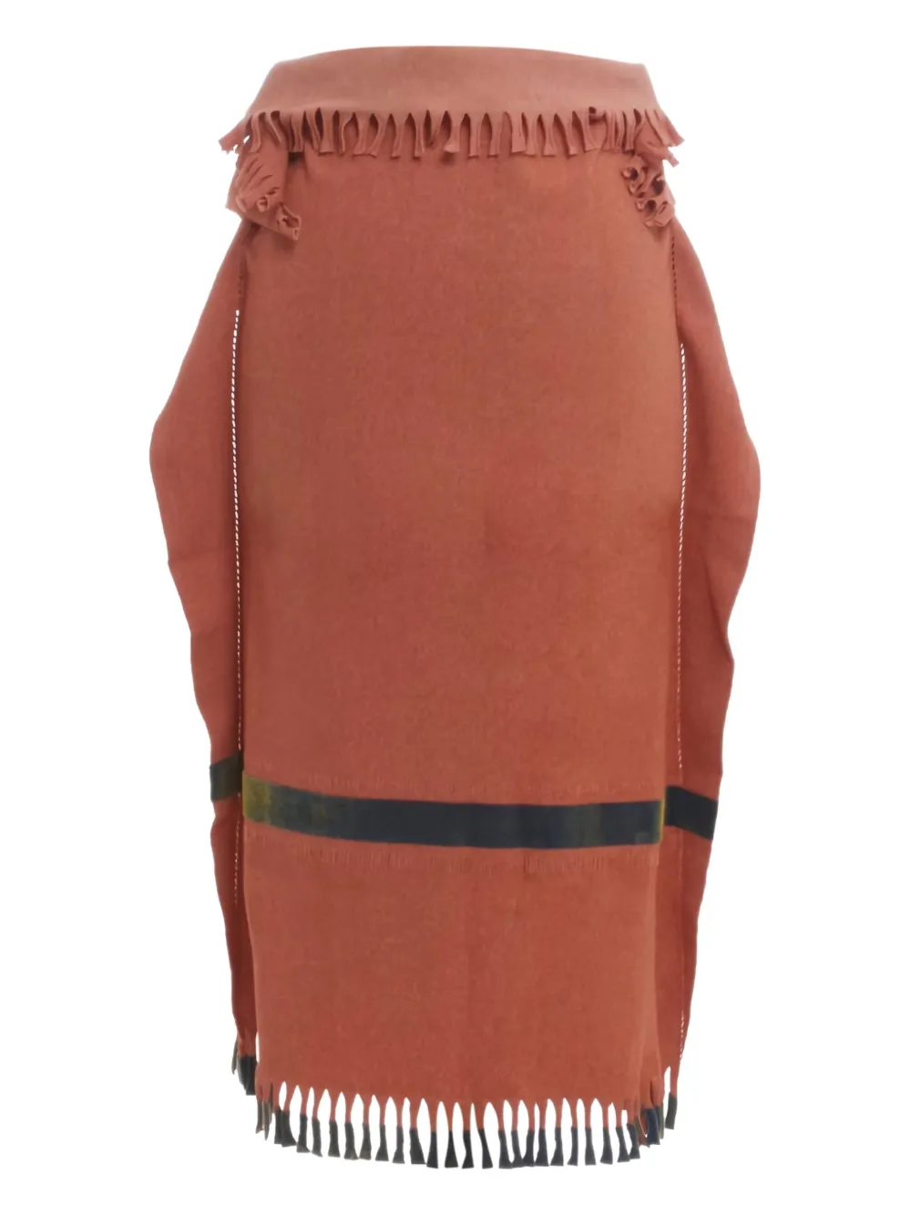 Issey Miyake Pre-Owned 2000s fringe-detailing dress | Orange | Image 1