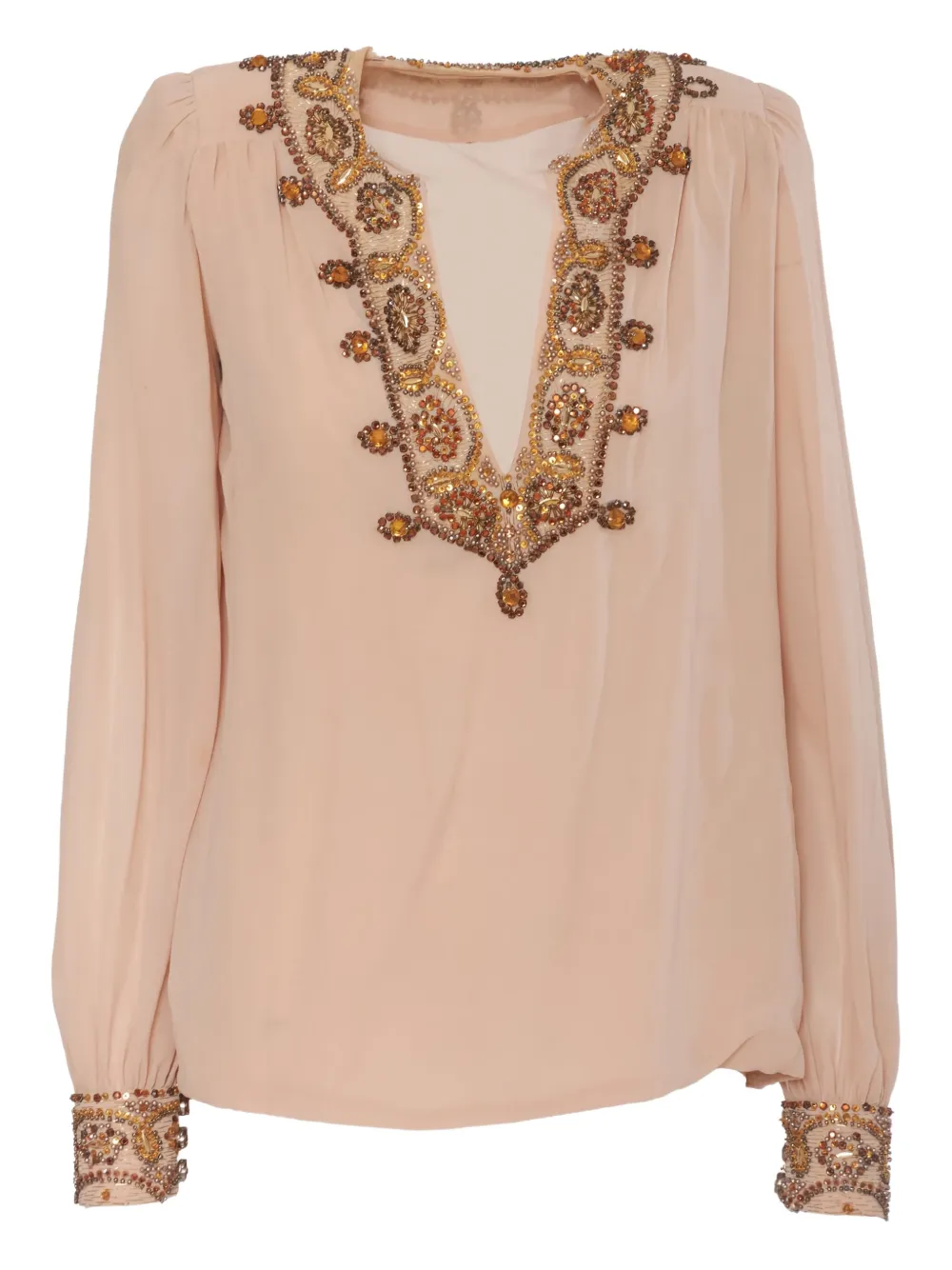 Vintage pre-owned sequin-embellished blouse | Neutrals | Image 1